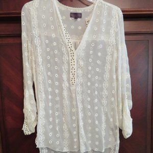 Hale Bob Lace Eggshell Eyelet Tunic XS